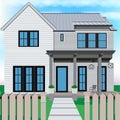 Real estate set with sale houses vector illustration. Family dream home set. Vacation houses in rural area. Advertising