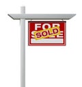 Sold For Sale Real Estate Sign Isolated on a White Background with Transparent PNG Option. Royalty Free Stock Photo
