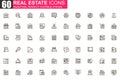 Real estate thin line icon set.