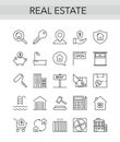 Real estate thin line icon set for consulting realty agency