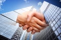 Real estate transaction closing with business people shaking hands Royalty Free Stock Photo