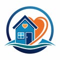 Real estate unique logo icon home and love shape vector illustration