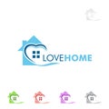 Real estate vector logo design, love home shape