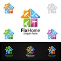 Real estate Logo, Fix Home Vector Logo Design suitable for architecture, handyman,bricolage,Diy,and for another application