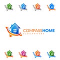 Compass Home, Real estate vector logo Design with Unique Home Royalty Free Stock Photo