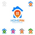 Home Pin, Real estate vector logo Design with Unique Home Royalty Free Stock Photo