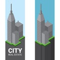 Real estate vector logo isometric. office tower