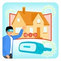 Real Estate Virtual Tour. Person Using VR Technology for Property Visualization in Virtual Reality Royalty Free Stock Photo