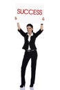 Real estate woman holding success sign Royalty Free Stock Photo