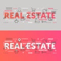 Real estate word cloud collage, business investment concept creative banner background with commercial investing in