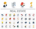 Real Estste and Rent Apartment isometric icons. 3d vector Royalty Free Stock Photo