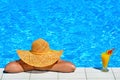 Real female beauty relaxing at swimming pool