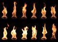 Real fire ball collection isolated Royalty Free Stock Photo