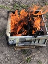 real fire in the old computer case Royalty Free Stock Photo