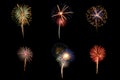 Real Fireworks display celebration collection set Royalty Free Stock Photo