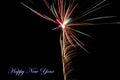 Real fireworks photography and abstract colorful fireworks background with Happy New Year Royalty Free Stock Photo