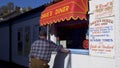 A real fish & chip shop in sunny weather in the uk