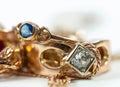 Real gold rings with blue gem