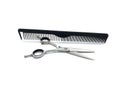 Real hairdressing tools. Set of scissors and combs for cutting hair Royalty Free Stock Photo