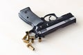 Real hand gun pistole 9mm isolated