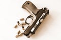 Real hand gun pistole 9mm isolated Royalty Free Stock Photo