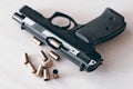 Real hand gun pistole 9mm Royalty Free Stock Photo