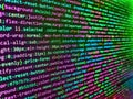 Real Html code developing screen. Hi-tech modern screen of data, digits and chars on monitor display. Coding css on mornitor at Royalty Free Stock Photo