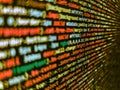 Real Html code developing screen. Software abstract background. Application web source code on monitor. Web abstract programming Royalty Free Stock Photo