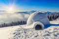 Real igloo and sun