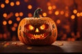 Real Jack O Lantern for halloween. ai generative Royalty Free Stock Photo