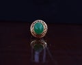 Real jade ring The bright green color is a gold ring suitable for men.