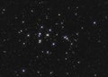 Real large star cluster M44 or NGC 2632 the Beehive Cluster in the constellation Cancer in Northern sky taken with CCD camera and