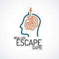 Real life escape quest game logo template Royalty Free Stock Photo