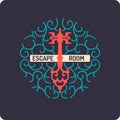 Real-life room escape and quest game poster. Royalty Free Stock Photo