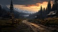 Autumn Sunset Drive: Whistlerian Cabincore With Realistic Hunting Scenes