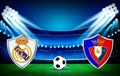 Real Madrid Vs Osasuna Football Match Fixture in 3D Rendered Night Stadium