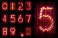 The real Nixie tube indicator a set of decimal digits Royalty Free Stock Photo