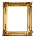 Real old antique gold frame isolated Royalty Free Stock Photo