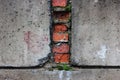 Real Old damaged concrete block wall background texture Royalty Free Stock Photo