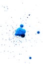 Watercolor splash overlay blue splattered ink on white background grunge stain effect illustration Royalty Free Stock Photo