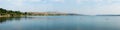 a real panoramic view of the sea of Tbilisi. real Sakartvelo or Georgia. sunny day on the beach Royalty Free Stock Photo