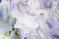 Real photo of canvas grounded of white and violet by oil paint macro