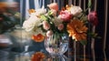 A real photo showing the reflections of a flower bouquet in a mirrored room. It highlights the fine line between reality and