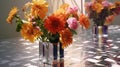 A real photo showing the reflections of a flower bouquet in a mirrored room. It highlights the fine line between reality and