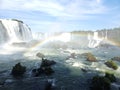 Rainbow forming on IguaÃ§u Falls