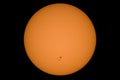 Real picture of the sun with a big sunspot group. Made with Meade Schmid-Cassagrain telescope with focal lenght 2000mm, 2x Royalty Free Stock Photo