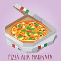 The real Pizza alla marinara. Italian pizza in box.