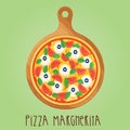 The real Pizza Margherita on wooden board