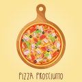 The real Pizza Prosciutt on wooden board