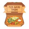 The real Pizza quattro stagioni. Pizza four Seasons.